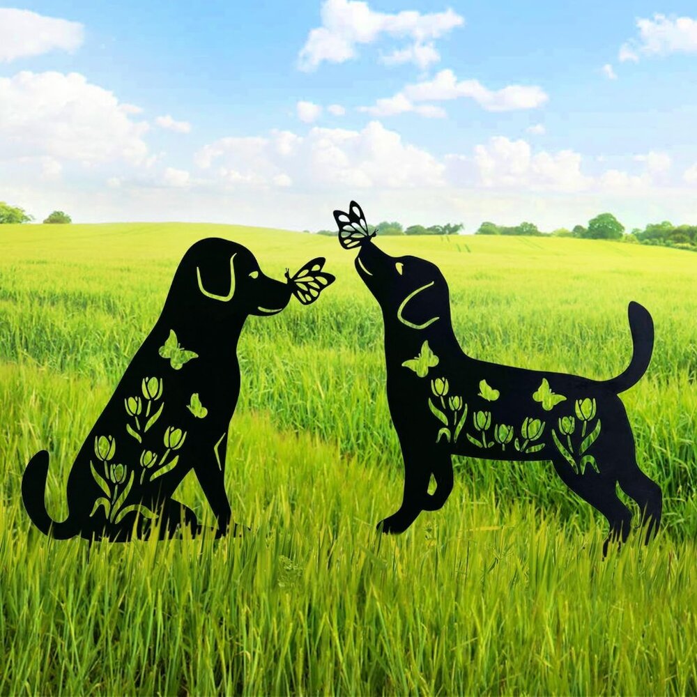 Dog Metal Decorative Garden Stakes Labrador Dog Gifts for Women/Men Animal Silho - Picture 7 of 8